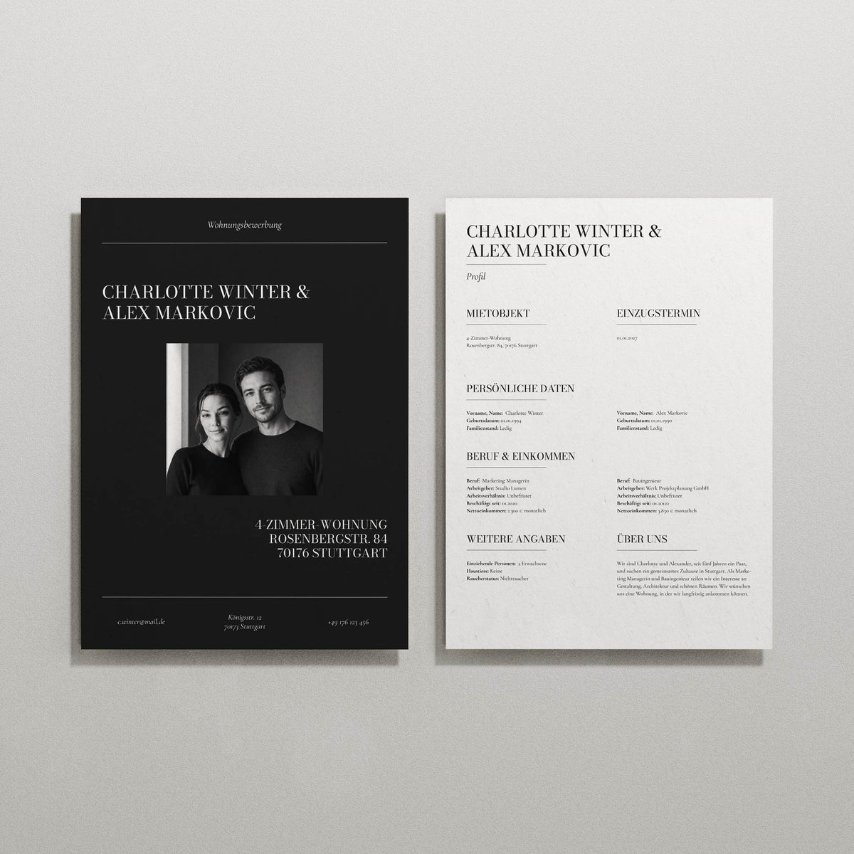 Deckblatt und Profil NOIR DUO Wohnen